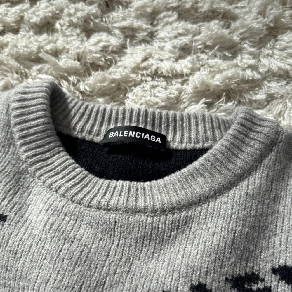 Balenciaga Charcoal Logo Knit Sweater ( 22” ptp) - Picture 2 of 6